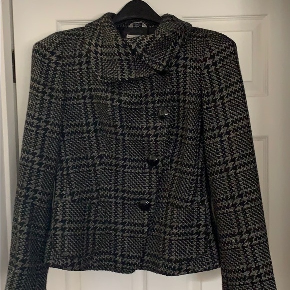 Talbots black plaid tweed blazer sz 10 - Picture 3 of 8